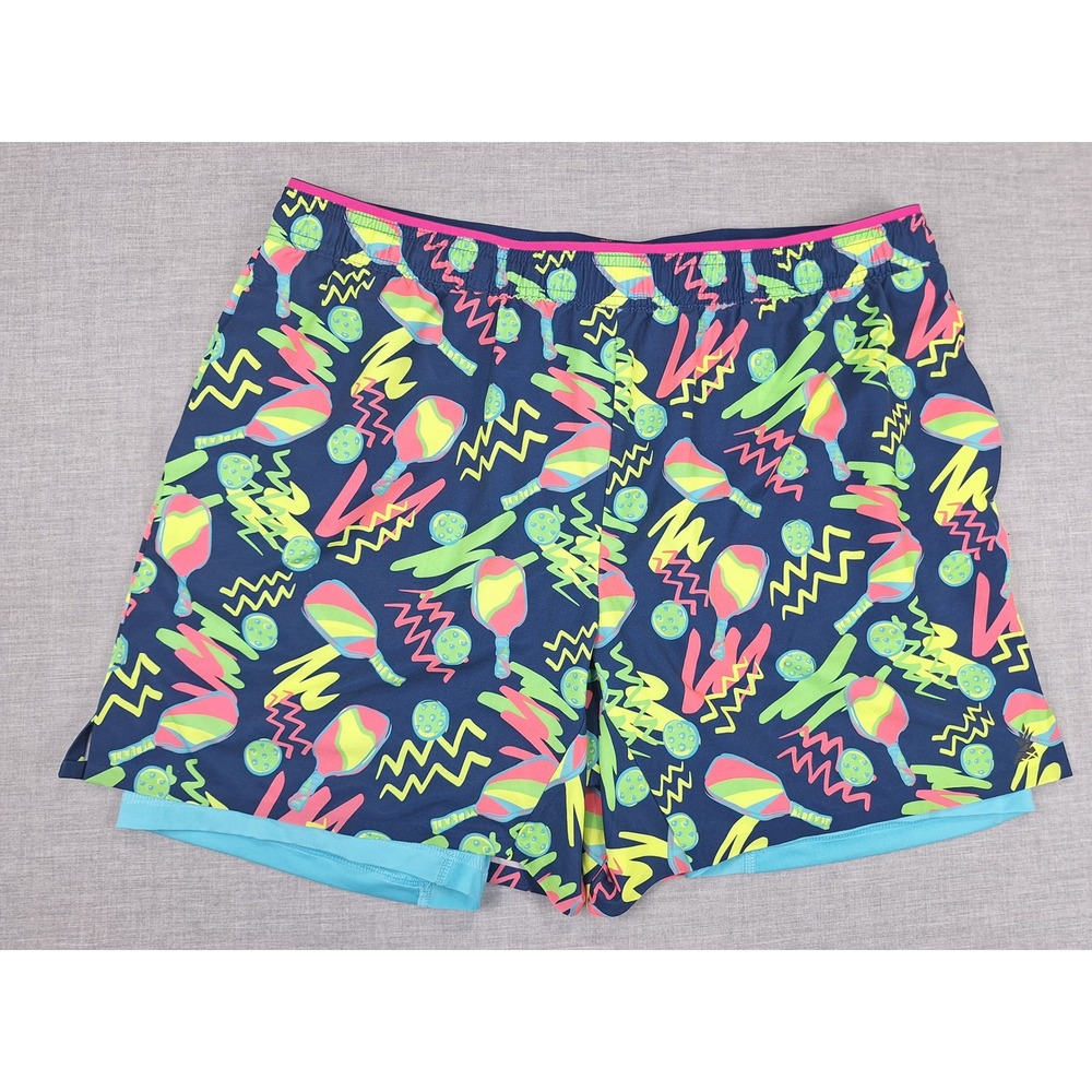 Chubbies Mens XL Pickleball Performance Lined Shorts 5.5 Inseam Navy Neon